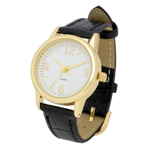 Fieldwork Women's Analog Watch with Black Leather Strap and Small Mylar Finish (PP012-2)
