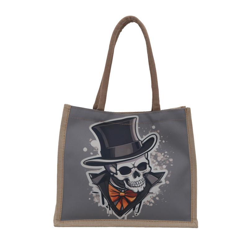 

Сумка через плечо Сумка на Хэллоуин Новая холщовая сумка с черепом Большая вместительная сумка через плечо Сумка через плечо из хлопка и льна