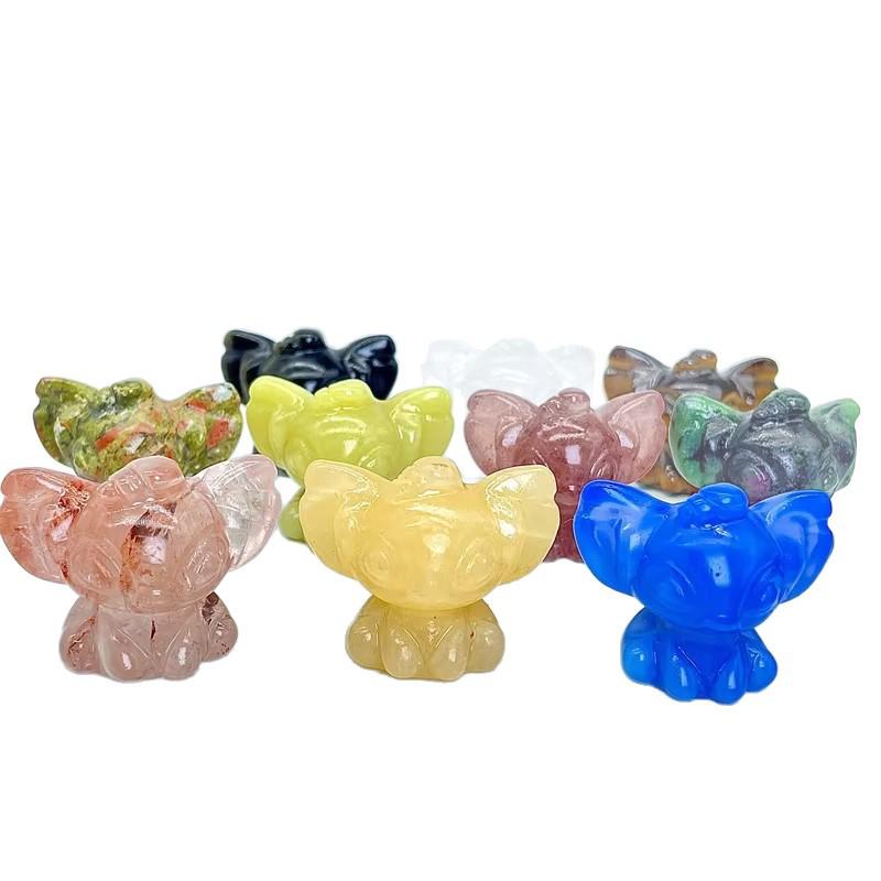 3cm Mini Natural Stone Crystal Carved Cartoon Animal Decoration Gift
