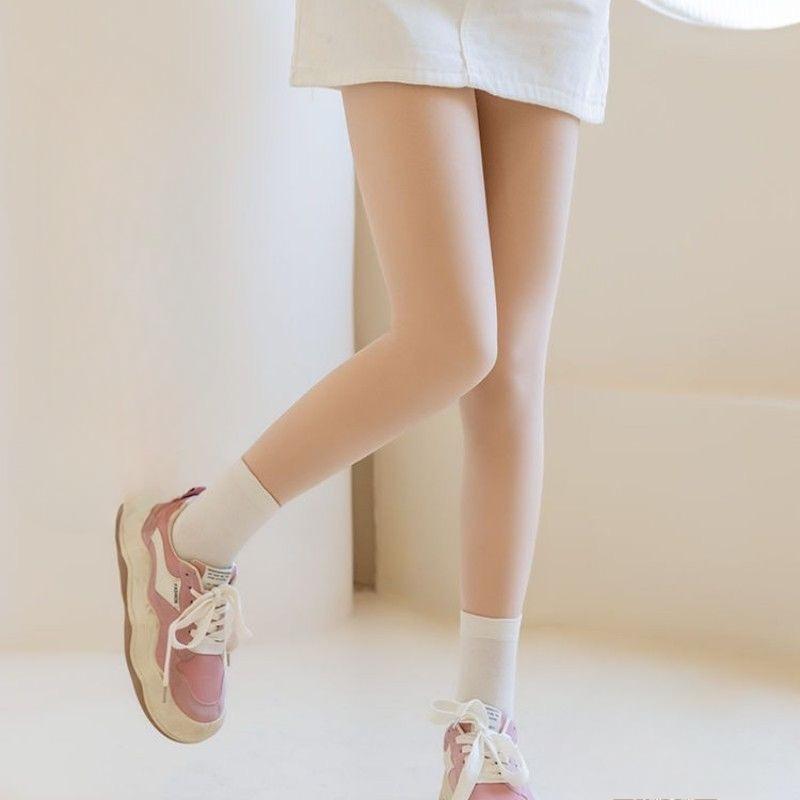 Women's Sheer Fleece Lined Thickened Pantyhose Autumn Winter Outer Wear Bare Feel Sexy Warm Double Layer Bare Leg Effect Leggings