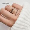 3pcs Womens Stainless Steel Natural Stone Freshwater Pearl Ring Set Handmade Elastic Simple Versatile Jewelry Christmas gifts
