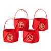 Housewarming Gift Holder 4 Pcs DIY Basket with Handle, Non-woven Fabric Red Basket, Decorative Snack Organizer Good Luck Handheld for Chinese