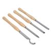 4PCS Lathe Turning Tool Set Removable Wooden Handle Incisive Hard Alloy Steel Lathe Tool for