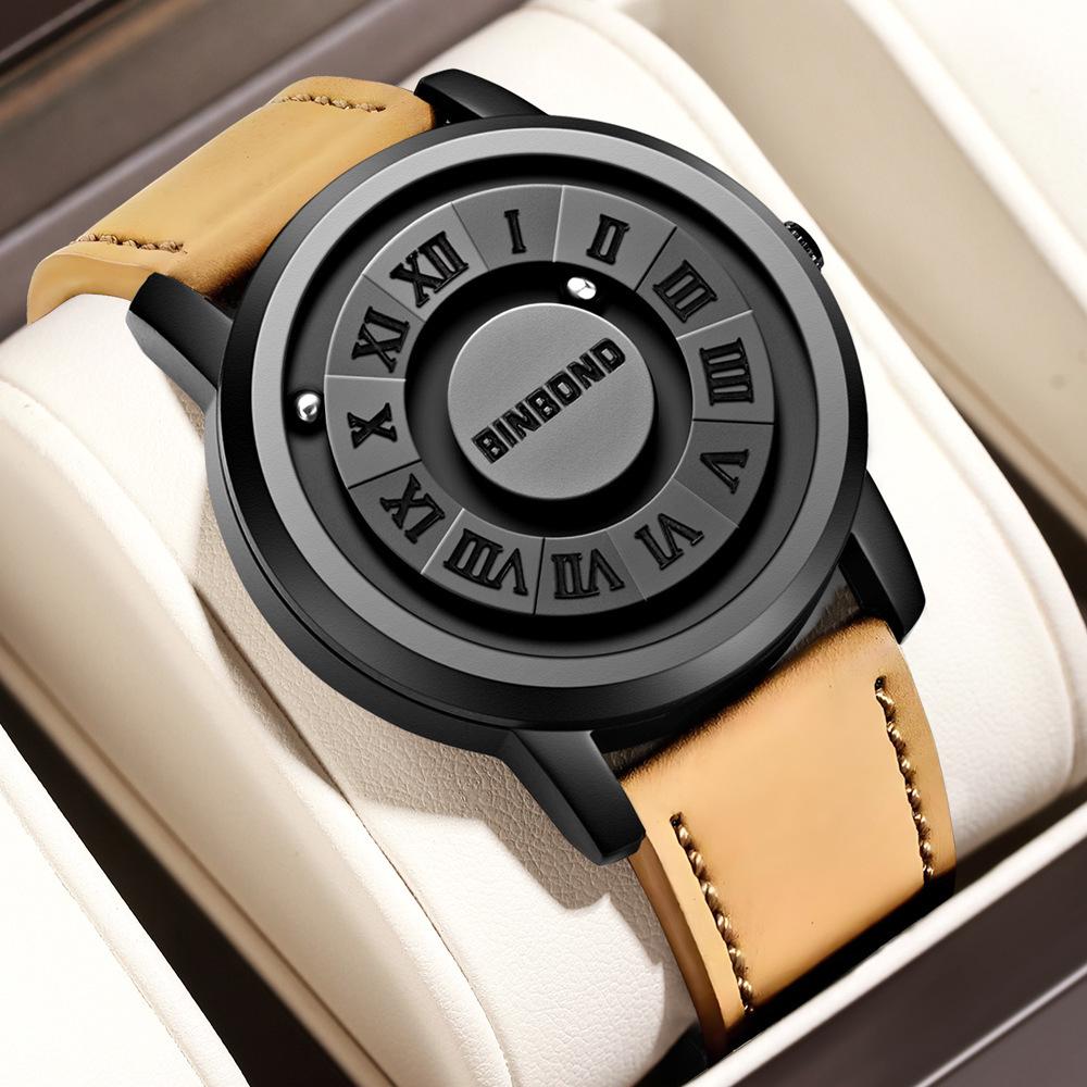 Binbang Men's Black Tech Magnetic Levitation Waterproof Watch - New Concept, Creative Design