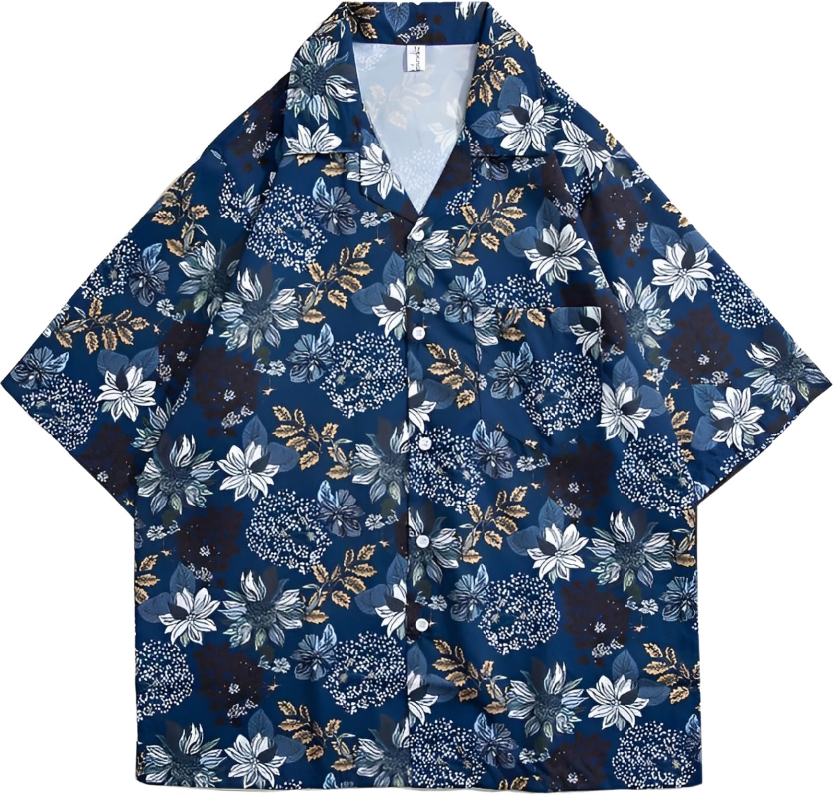 

Узор подсолнуха Открытый Стильный и Отложной воротник Цветочный Короткий Американский Кэжуал Короткий Королевский Темно-синий Темно-синий [Aspersio] Рубашка, Освежающий, Рубашка, Узор,