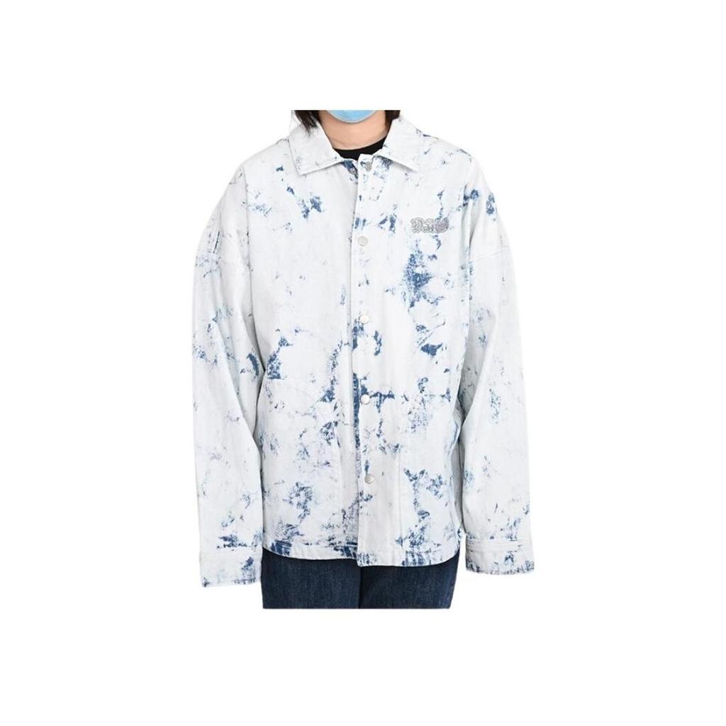 Vans Bleach Wash Denim Oversized Shirt Jacket White Blue Men VN000R5KF48