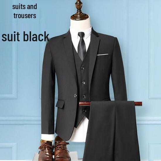 Men's Korean Style Business Suit: Three-Piece Trendy Casual Groomsmen Outfit