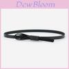 Women Leather Thin Belt With Tie Knot Decor For Casual Dress And Office Wear