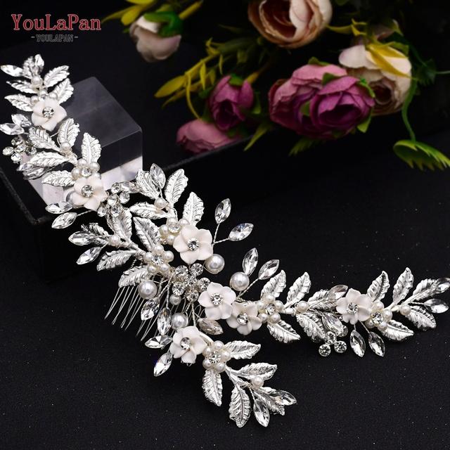 Indian Bridal Hair Accessories Alloy Flower Bridal Crowns and Tiaras Silver Hair Pieces Wedding Hair Jewelry