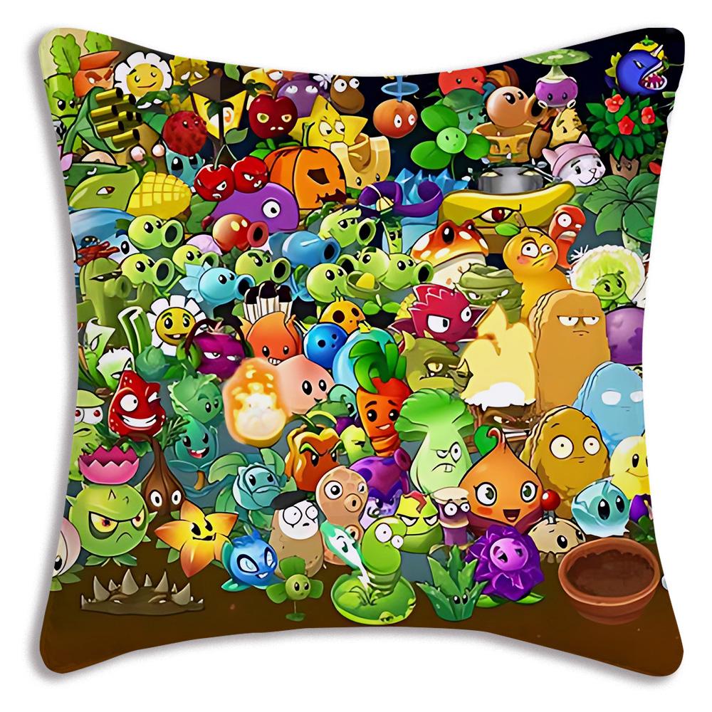 Game For Plantss Vs. Z-Zombies Pillow Covers Cartoon Sofa Decorative Home Double-sided Printing Short Plush Cute Cushion Cover