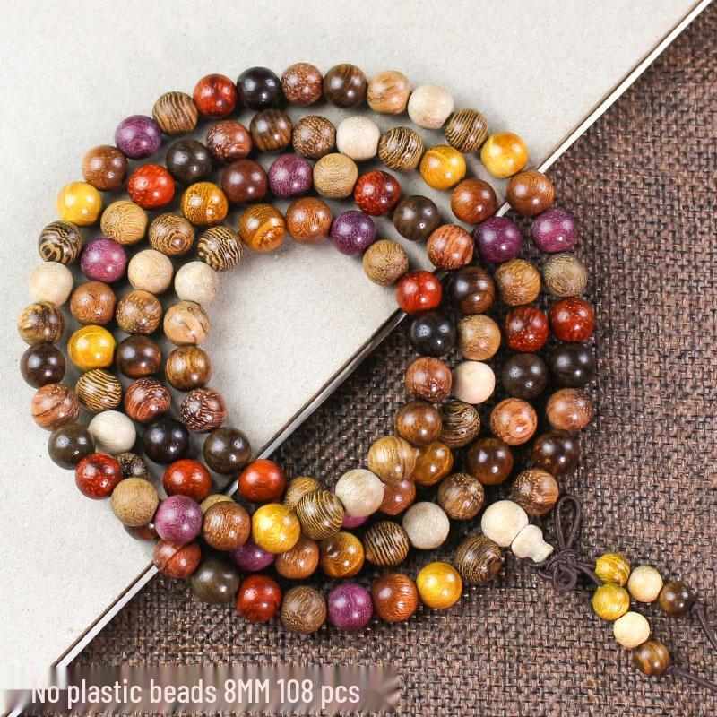 Wooden Sandalwood Buddhist Bead Bracelets - 108 Beads, Unisex Jewelry for Couples