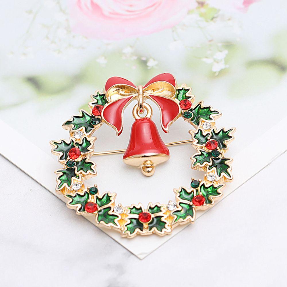 Merry Christmas Xmas Jewelry Enamel Brooch Santa Claus Hat Badges Pin Christmas Wreath Bells
