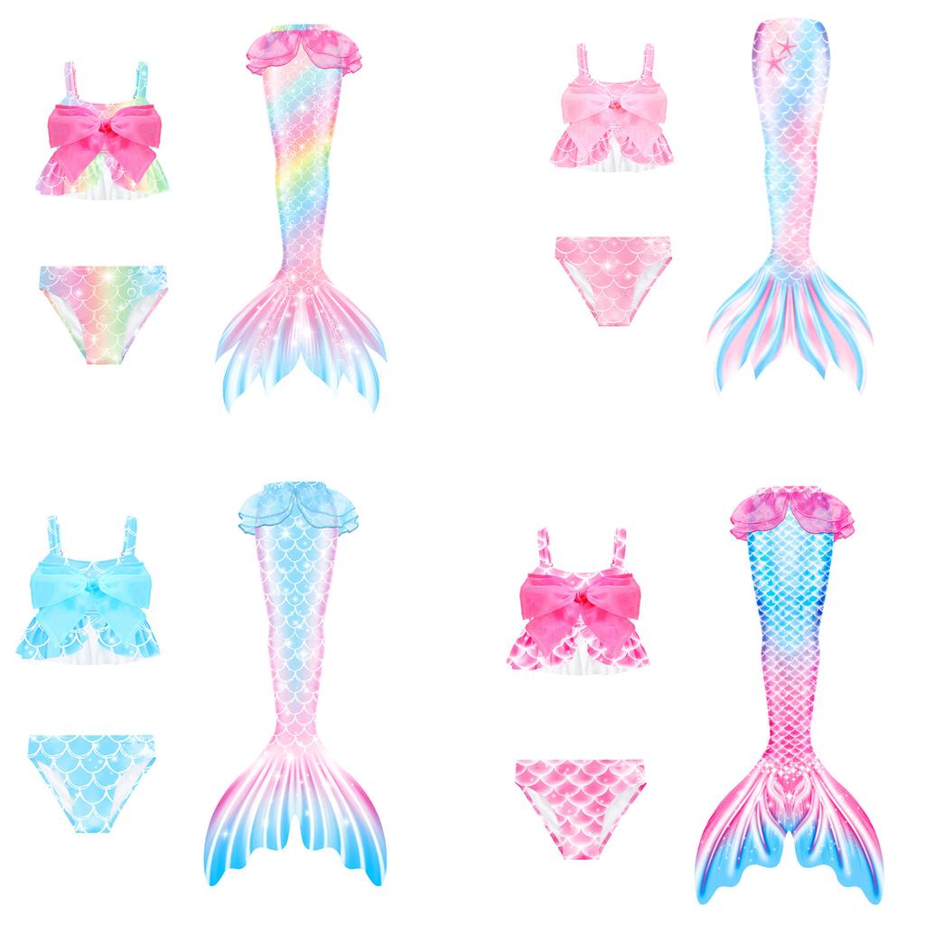 Costume da Bagno Sirena per Bambine Coda da Sirena Costume da Bagno Set per Bambini