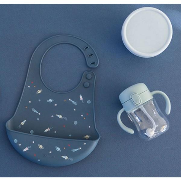 Daily Like Bonbon Silicone Bib 2-piece Set, 08 Baby Dino, 09 Universe, 1 Set