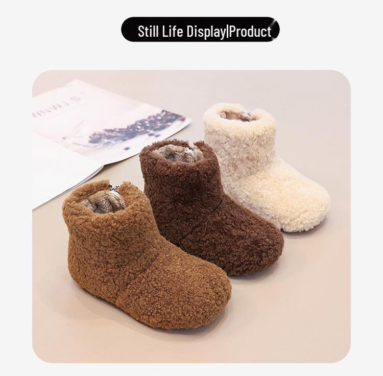 Children's Fur-Lined Snow Boots - Warm Velvet Winter Short Boots for Girls