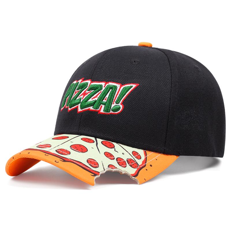 New Pizza Design Embroidered Baseball Hat Novel Trendy Hiphop Hat Sunshade Hat Unisex Outdoor Sports Leisure Decorative Hat