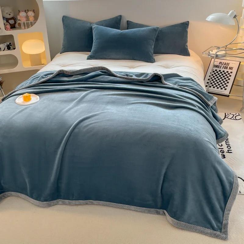 2025 Milk Fleece Blanket Three-piece Fleece Blanket Winter Warm Thickened Air Conditioning Multifunctional Fleece Blanket