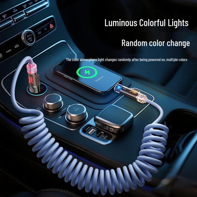 

Retractable 4-in-1 Aroma Diffuser Cable, 240W Fast Charging for Apple, Huawei, Type-C Bare Cable светло-синий