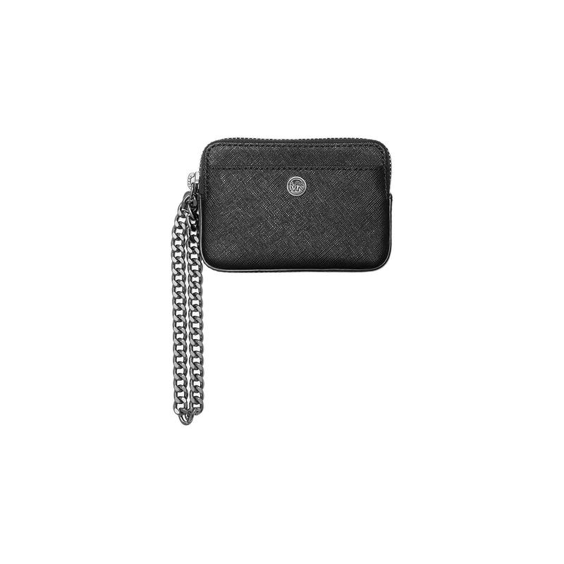 MICHAEL KORS Silver Hardware Leather Card Holder Medium Women s Black black чёрный