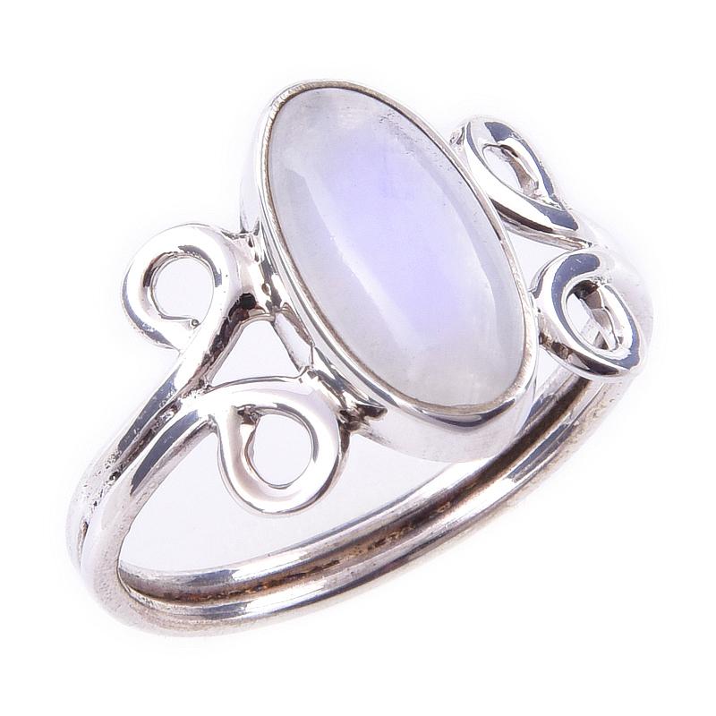 Natural Rainbow Moon Stone Gemstone Handmade 925 Sterling Silver Ring S.9 V5R92