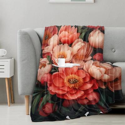 Flannel Blanket, Soft Warm Thick Flower Lightweight Throw for Home Bedding Supplies