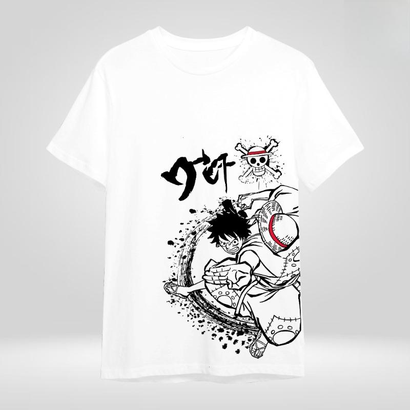 American Retro Unisex T-shirt Luffy Men's Cotton T-shirt Summer New Retro Fashion Men's and Women's Streetwear