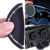HUIKKJP Car Glitter Cup Holder 70mm 2 Pieces Non-Slip Mat, Vinyl, Anti-Slip, Vibration-Dampening, Round, Diameter, Black,