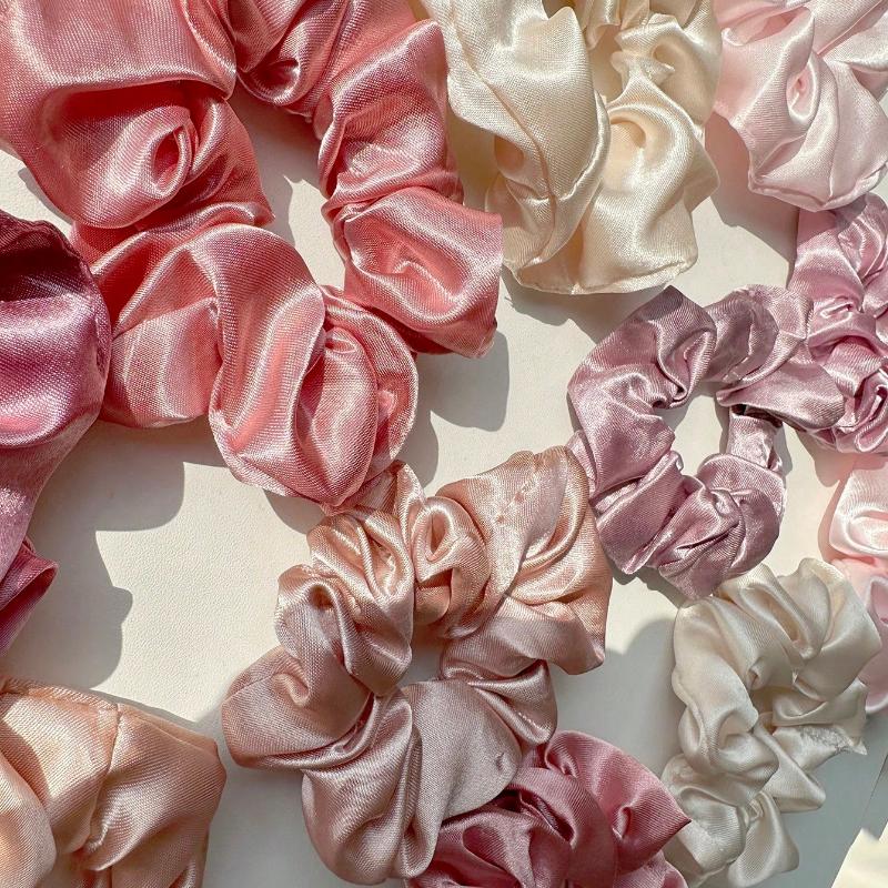 16 pçs Elásticos de Cabelo Scrunchies de Cor Sólida, Elásticos de Cabelo de Cetim Macio, Acessórios de Cabelo Casuais Versáteis para Mulheres Elásticos Scrunchy