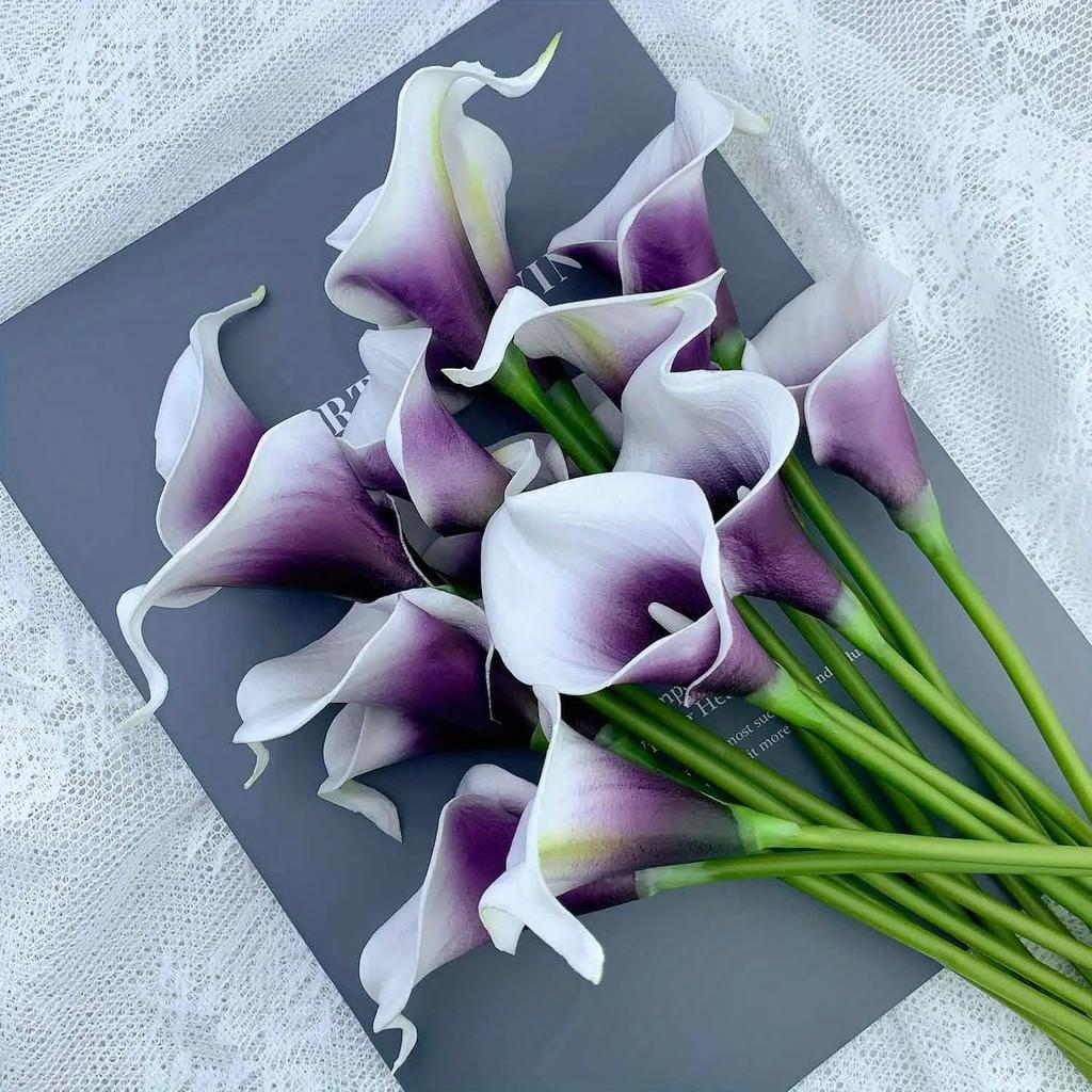 5PCS Artificial Calla Lily Flowers Faux PU Fake Flowers for Weddings Photography Props DIY Bridal Bouquets Home Room Party Decor