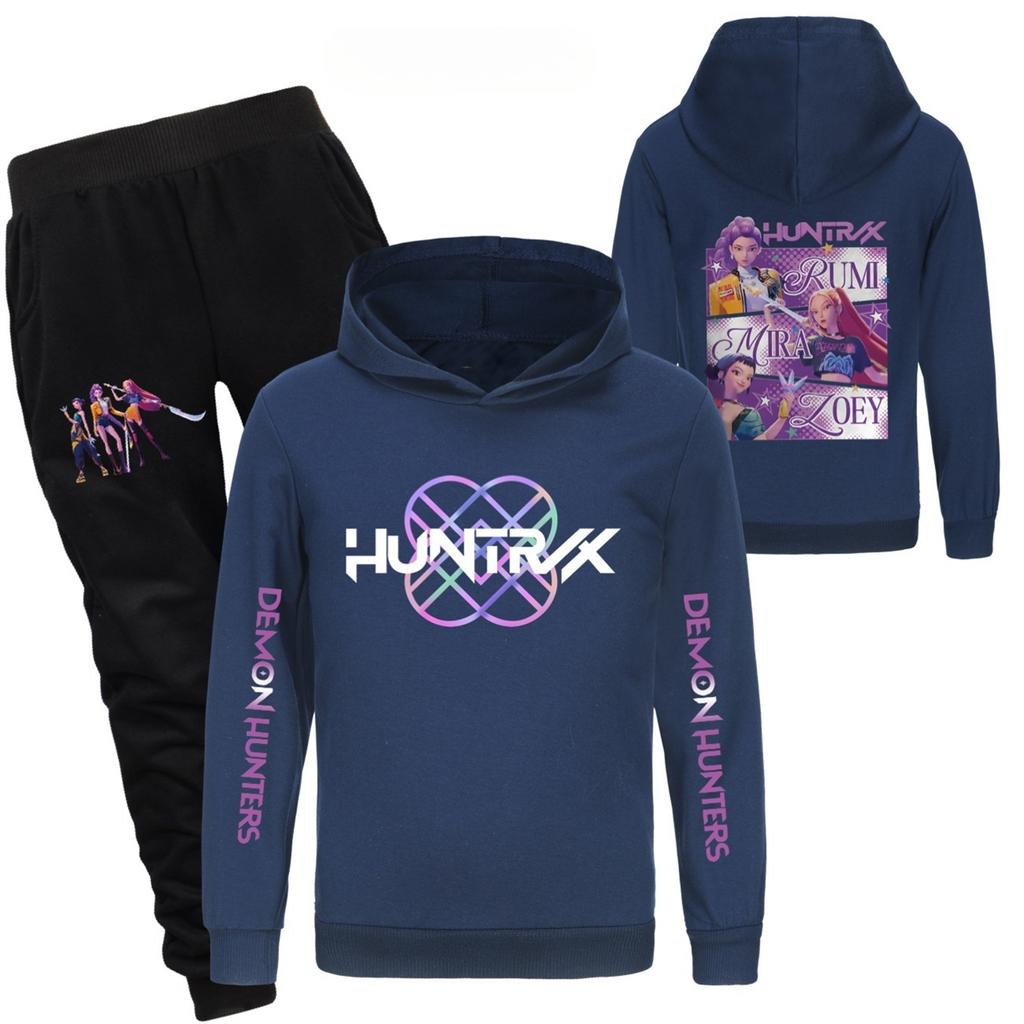 Children's Hooded Top And Pants Two-piece Tracksuit Set Long-sleeved Printed Sweatshirt Set