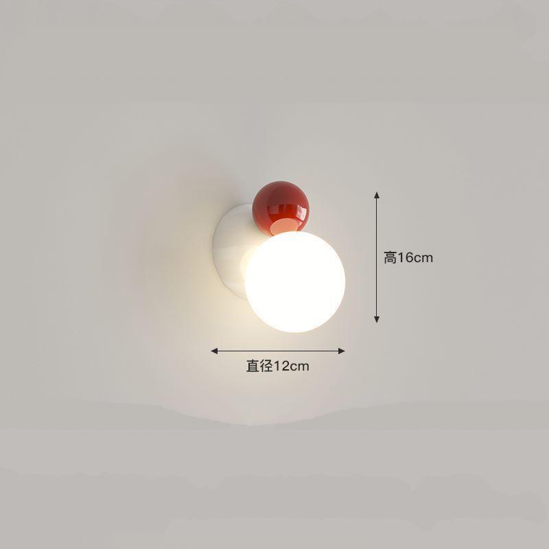 Lovely LED Wall Light Red Green White Metal Children's Room Wall Lamps Parlor Office Aisle Stairs Wall Sconce White Acrylic Ball