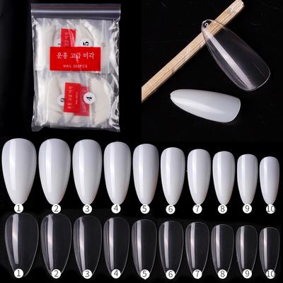 Künstlicher Nagel, transparentes Nagelstück, Nagelspitze, langer Wassertropfen, Mandelnagel, vollständiger Aufkleber, Nagelaufkleber mit langer Spitze