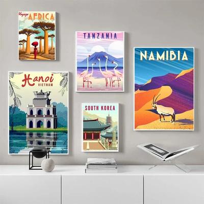 Nordic Vintage Travel Cities Poster Africa Morocco Arabic Landscape Canvas Painting For Living Room Israel Wall Art Decorative