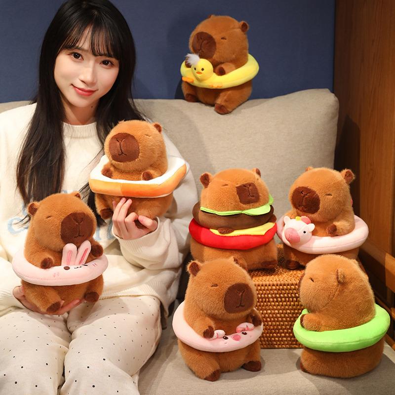 22CM Kapibala Capybara With Hat Plush Toy Internet Celebrity Capybara Jun Doll Ugly Kawaii Doll Guinea Pig Doll Boys Girls Kids