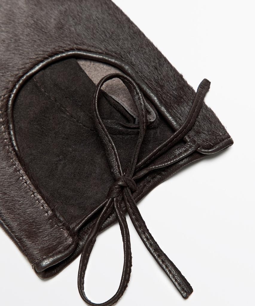 MASSIMO DUTTI Biker Style Fur Leather Gloves