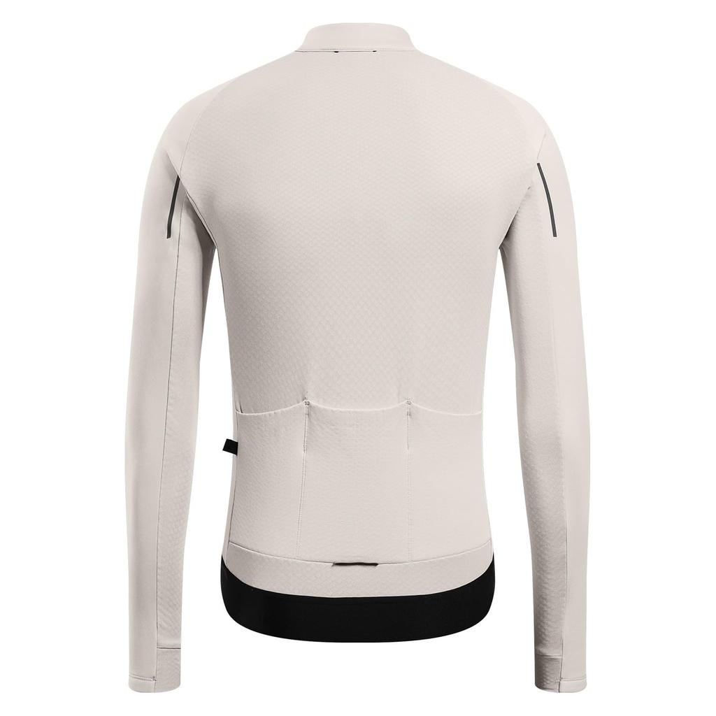 [Santic] Winter Cycling Jersey, Fleece-lined, Long-sleeved Cycling Jacket, Cycling Wear for Men, Suitable for temperatures 5-15 degrees Celsius (White
