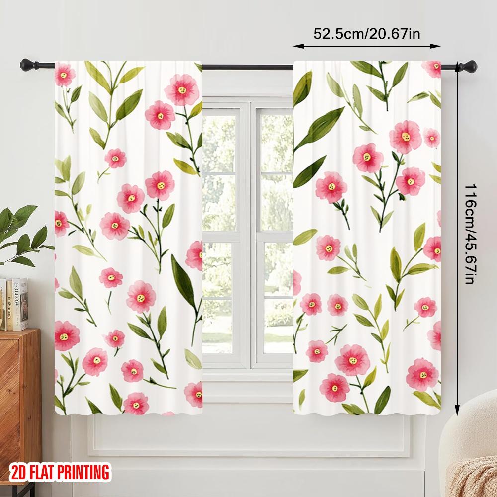 2 Stück, 2D-Flachdruck Vorhänge Pink Floral Bliss Vielseitiger Polyesterstoff (ohne Stange) Außendekorationen Perfekt für