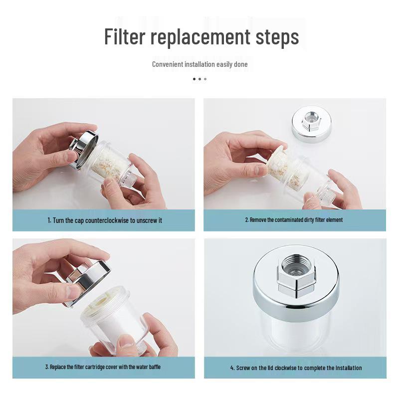 Universal Shower Head Filter with Replaceable PP Cotton Cartridge for Home Water Purification