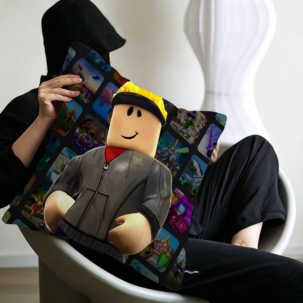 Hot Game R-Robloxs-X Cool Pillow Covers Cartoon Sofa Decorative Home Double-sided Printing Short Plush Cute Cushion Cover
