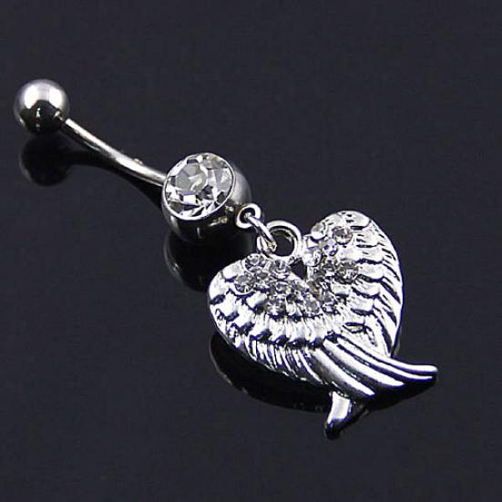 

Женщины Стразы Двойные Крылья Кулон Мяч Кольца Пупка Пупок Кольцо Шпилька