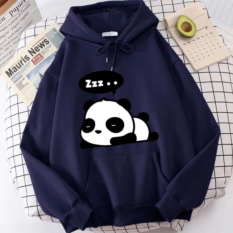 (Unisex Hoodie)Autumn Winter Casual Panda Letter Print Hoodies Solid Color Long Sleeve Hooded Pullovers Sweatshirts