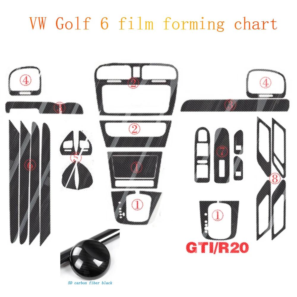 Car-Styling 5D Carbon Fiber Car Interior Center Console Color Change Molding Sticker Decals For Volkswagen VW Golf 6 GTI MK6 R20