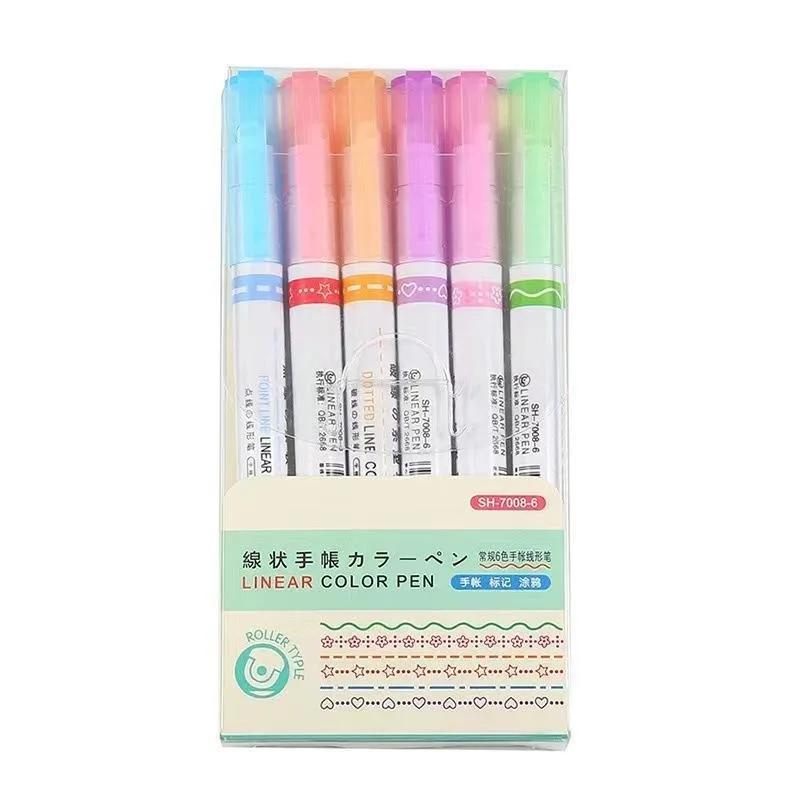 

6 шт./набор изогнутых ручек-роллеров, многоцветные и многорисуночные маркеры, модная и красивая ручка для рисования для студентов 6PCS