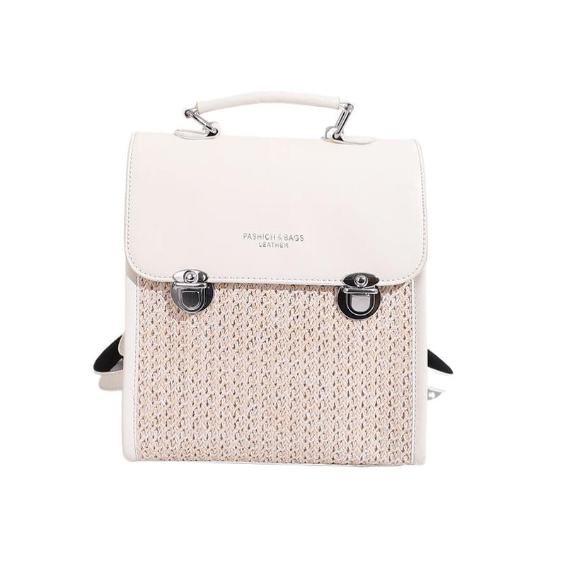 Новый плетеный из соломы маленький рюкзак, Модный многоцелевой рюкзак, Сумка на плечо, Рюкзак, Дорожный рюкзак белый