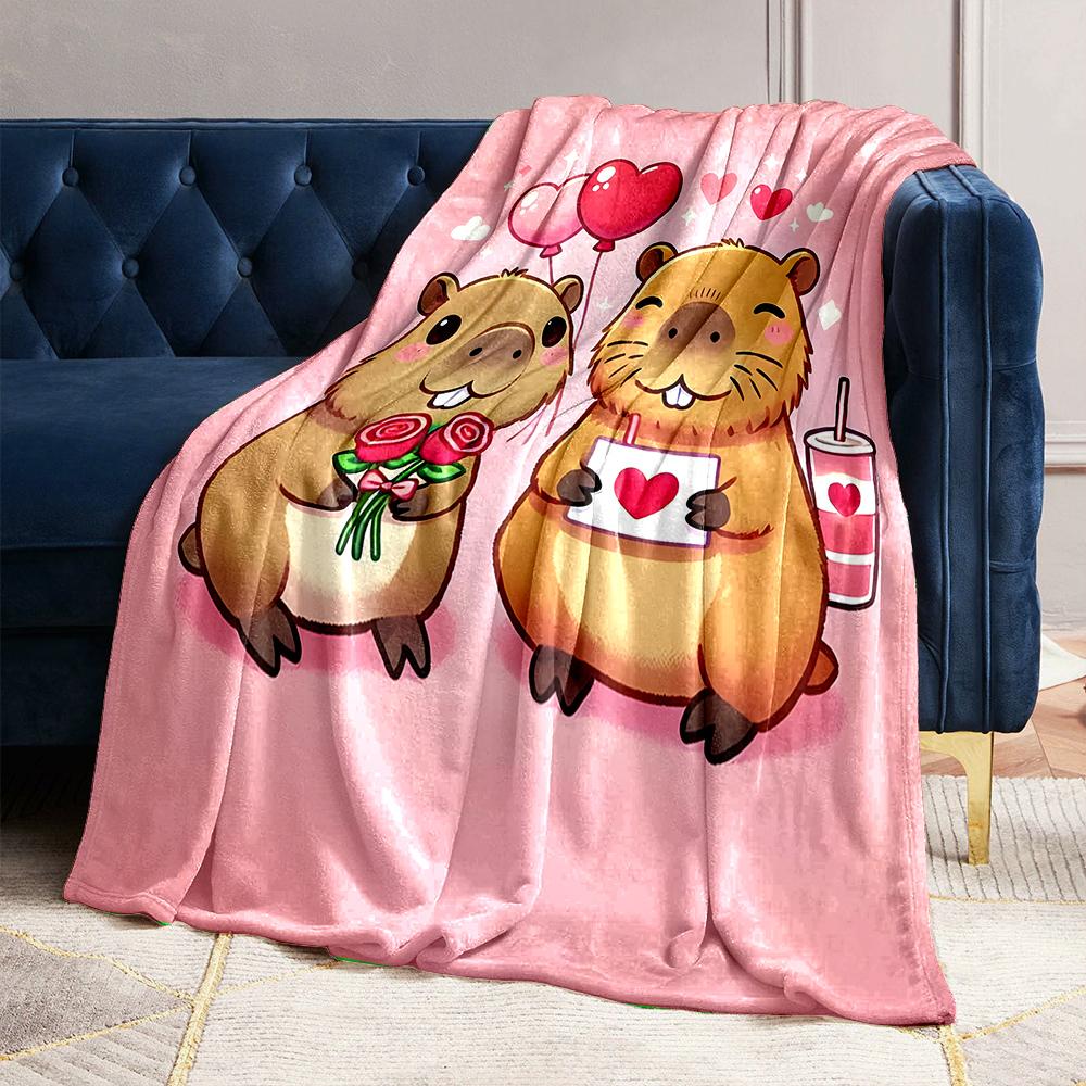 17 Styles Capybara Cartoon Print Blanket Warm Soft and Comfortable Home Travel Blanket Sofa Bedding Camping Blanket for Gifts