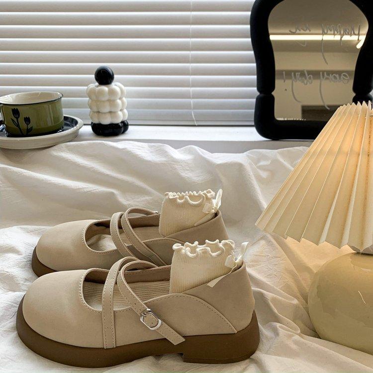 ins style two wear retro French shallow mouth Mary Jane small leather shoes women's 2025 spring new British platform single shoes