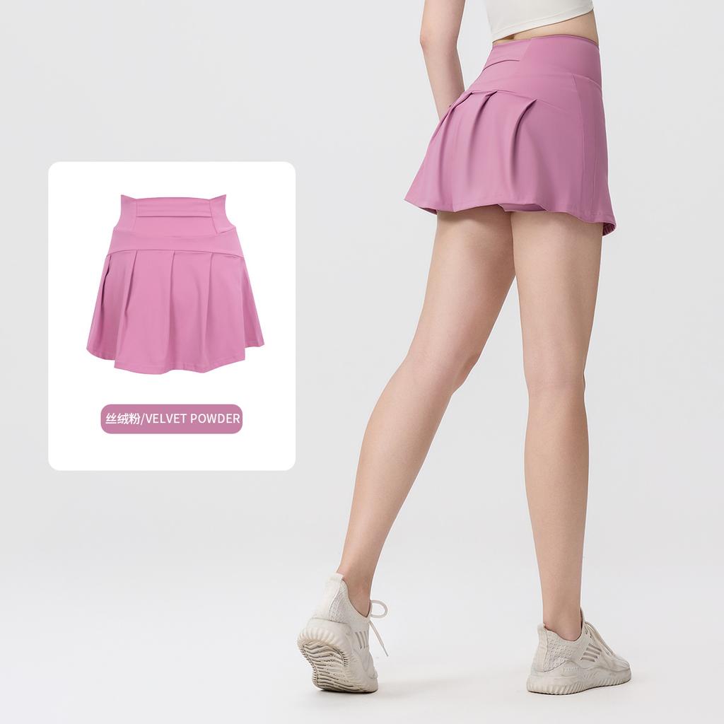 () Sports Tennis Skirt Women'S Anti-Light Fitness Skirt Fake Two-Piece Yoga Quick-Drying Pleated Skirt Shorts