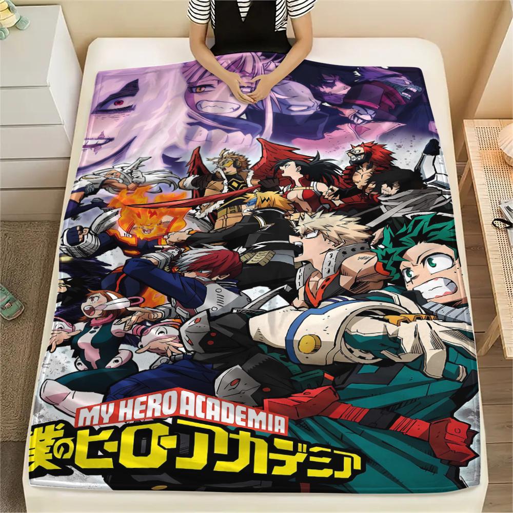 1Pc My Hero Academia Print Flannel Blanket, High Quality Comfortable for All Seasons, Home Decor, Warmth and Comfort, Perfect for Christmas Gifts