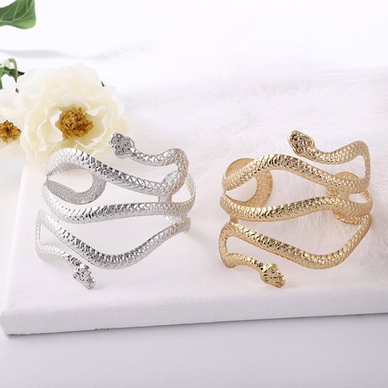 Retro Greek Roman Open Ended Snake Shape Bracelet Armband Upper Arm Cuff Armlet Festival Bridal Bikini Dance Jewelry