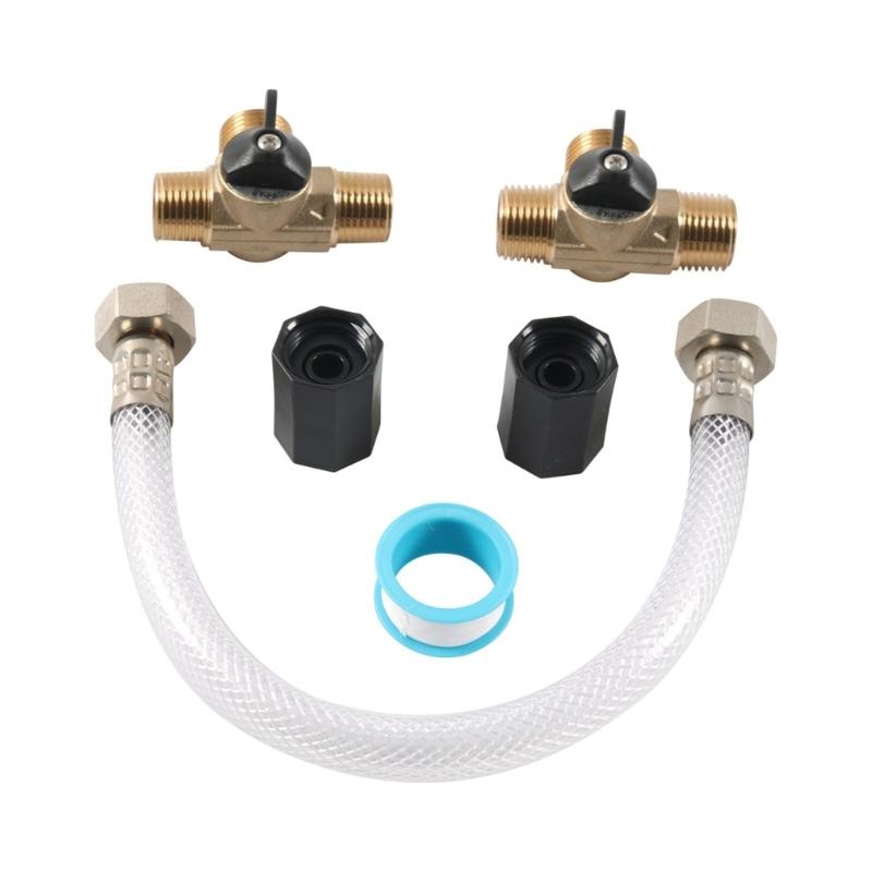 RVs Water Heater By-Pass Valves Kit with Thread Adapter Sealing Tape For Campers Hot Water System Easy Installation